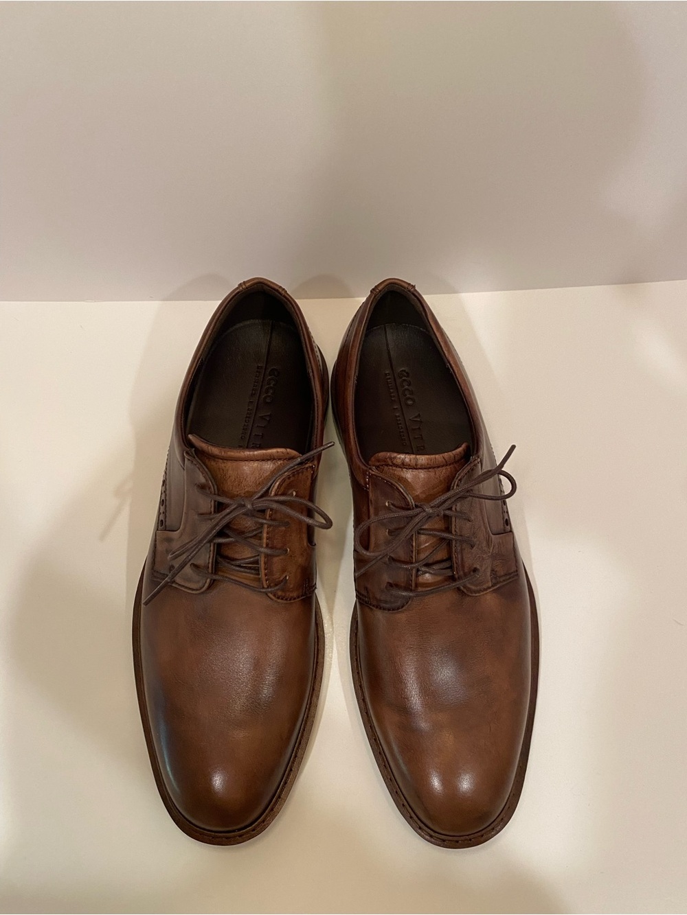 Ecco Vitrus I Men's Brown Leather Derby Lace-Ups Size 44 EU 10.5 US